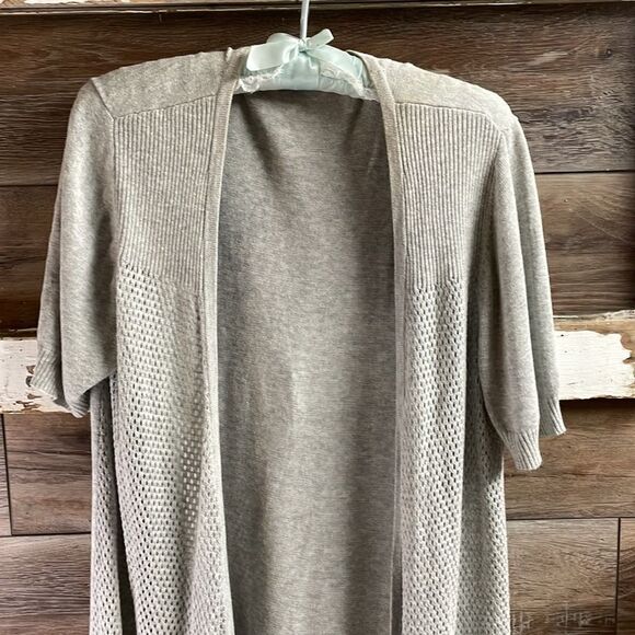 Daisy Fuentes Gray Cotton Blend Cardigan Sweater, Large, Open Front - Picture 4 of 12